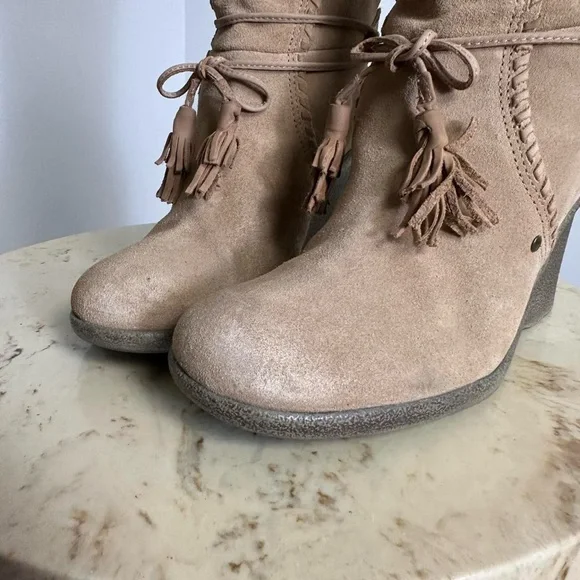 Vintage 90s 2000s knee high chunky platform square rounded toe wedge boots - Picture 4 of 8